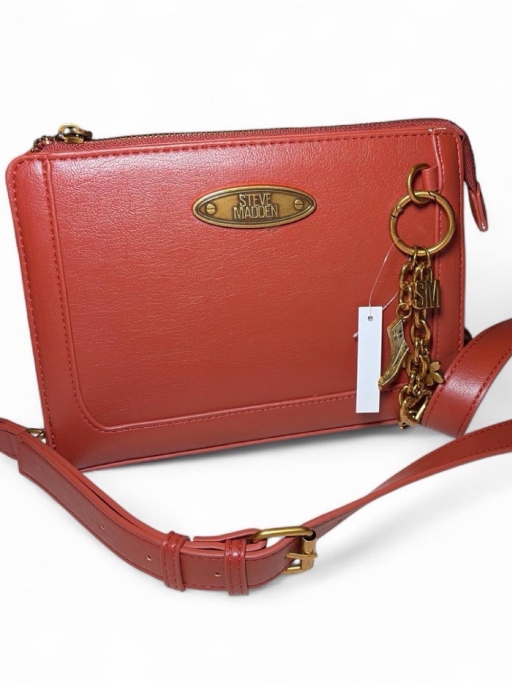 Steve Madden Redish brown Crossbody Bag with Gold Charm Detail